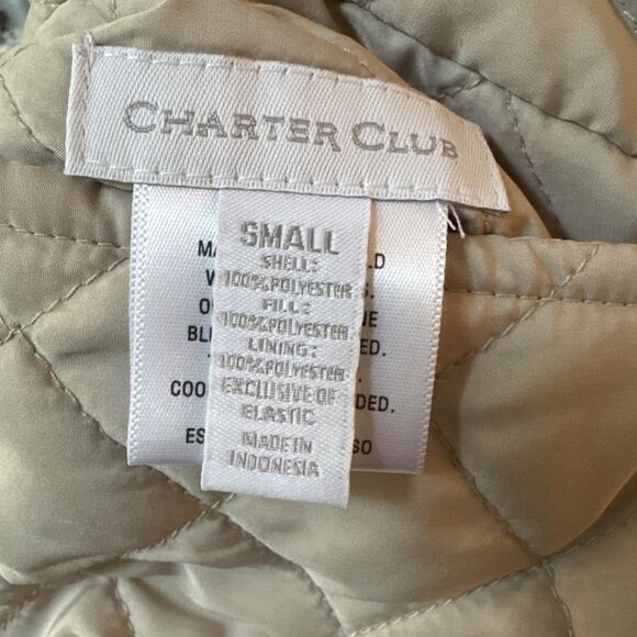 Charter Club Reversible Vest Animal Print / Beige Soft Pockets Quilted Zip Sz S - Picture 6 of 13